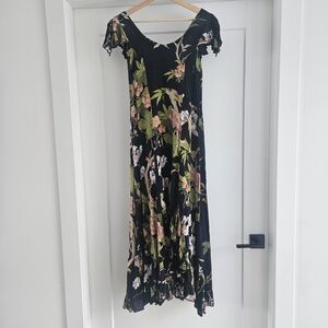 PAPA Vancouver 100% Rayon Tropical Bird Maxi Dress - Whimsigoth Boho - MEDIUM